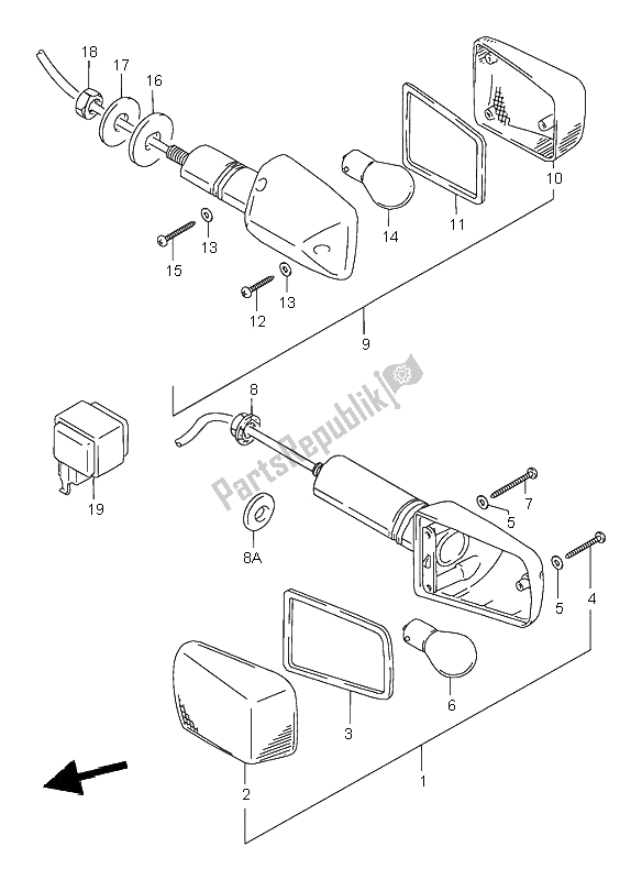 All parts for the Turn Signal Lamp of the Suzuki GSF 600S Bandit 1996