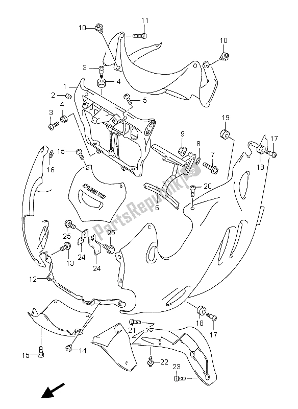 Todas las partes para Partes De Instalación Del Cuerpo De Capota de Suzuki GSX 750F 2004