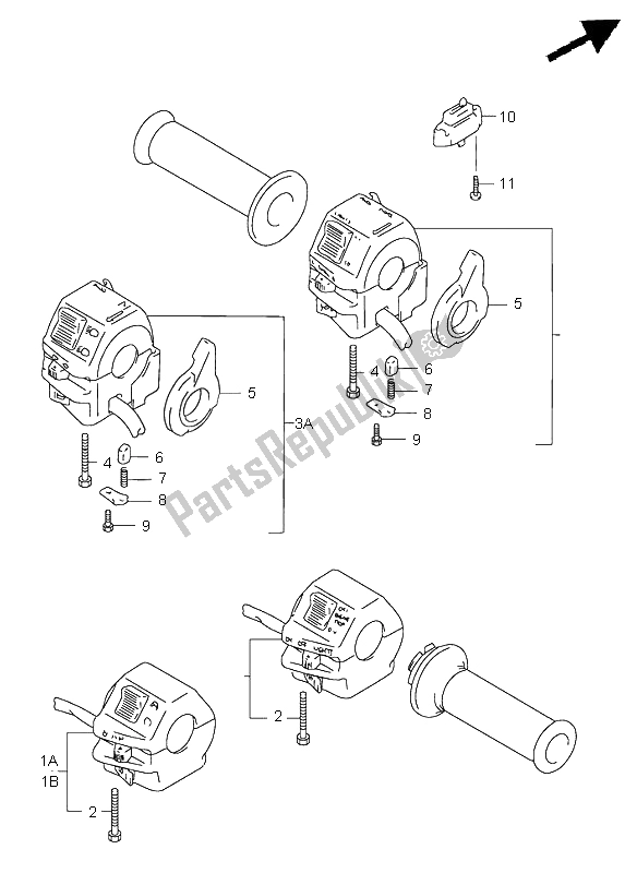 All parts for the Handle Switch of the Suzuki GS 500E 1999