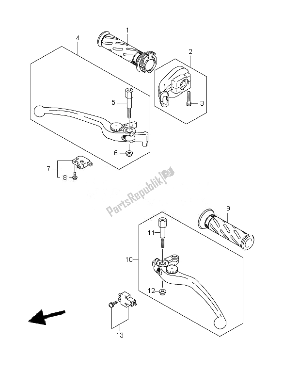 All parts for the Handle Lever of the Suzuki DL 1000 V Strom 2007