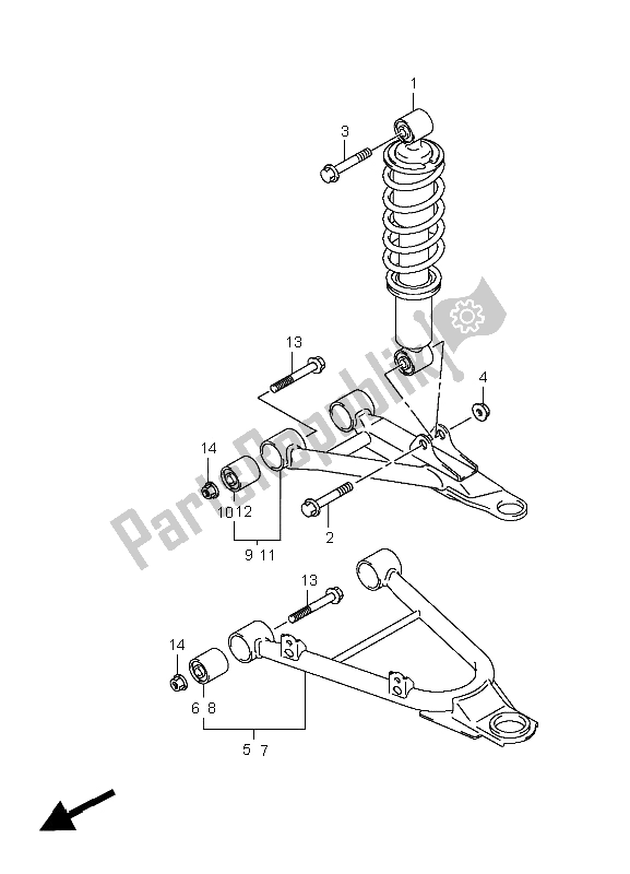 All parts for the Suspension Arm of the Suzuki LT A 400F Kingquad 4X4 2008