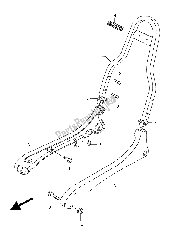 All parts for the Pillion Handle of the Suzuki LS 650 Savage 1997