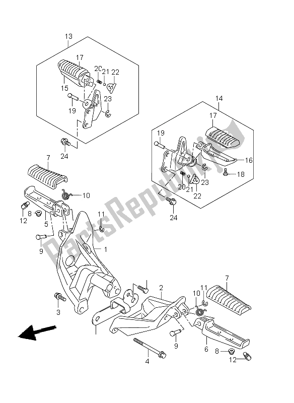 All parts for the Footrest of the Suzuki VZR 1800 Rnzr2 M Intruder 2008