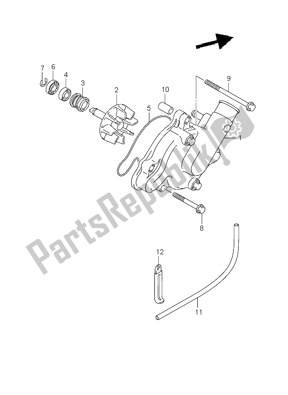 All parts for the Water Pump of the Suzuki DL 1000 V Strom 2008