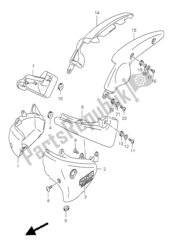 All parts for the Frame Cover of the Suzuki VL 250 Intruder 2006