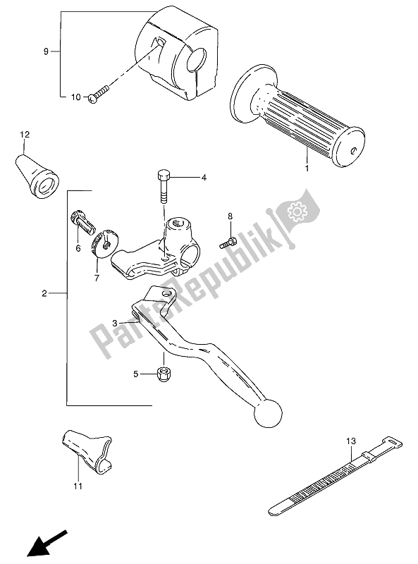 All parts for the Handle Switch of the Suzuki GN 250E 1991