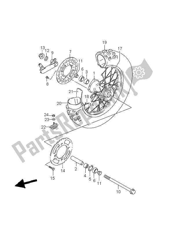 All parts for the Rear Wheel (lw) of the Suzuki RM 85 SW LW 2008