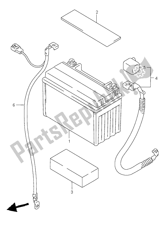 All parts for the Battery of the Suzuki GSX 600F 2002