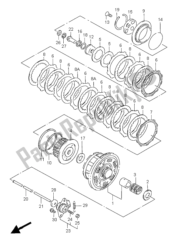 All parts for the Clutch of the Suzuki GSX R 750 1999