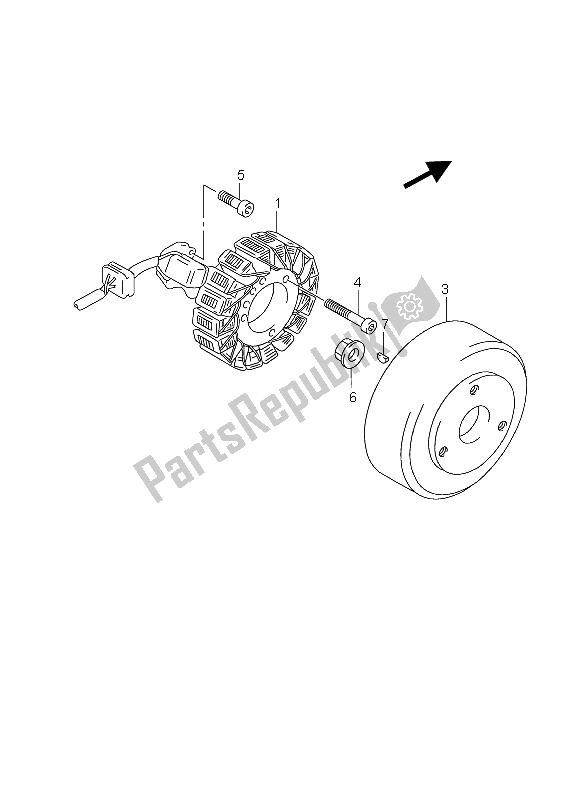 All parts for the Magneto of the Suzuki GZ 125 Marauder 2005