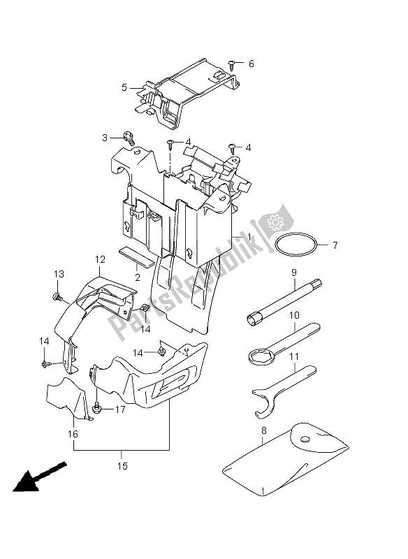 Tutte le parti per il Portabatteria del Suzuki SFV 650A Gladius 2010