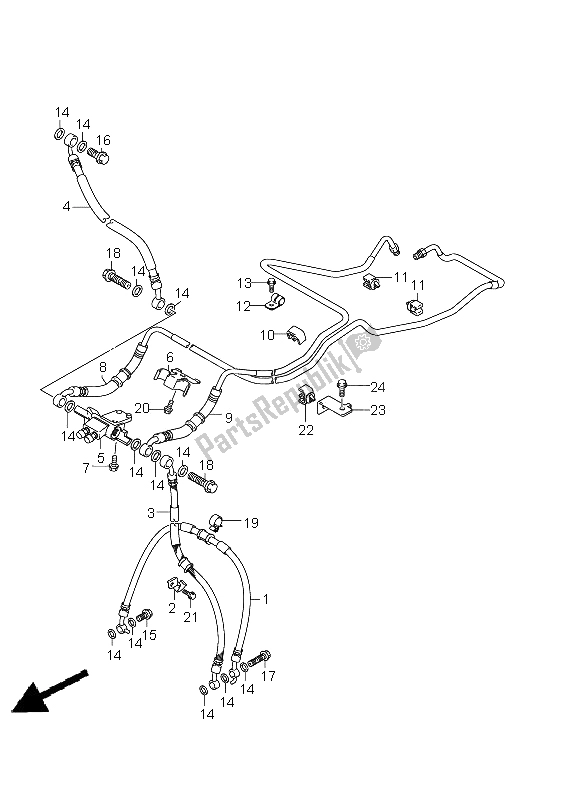 Alle onderdelen voor de Voorremslang (gsf1250a E24) van de Suzuki GSF 1250A Bandit 2011