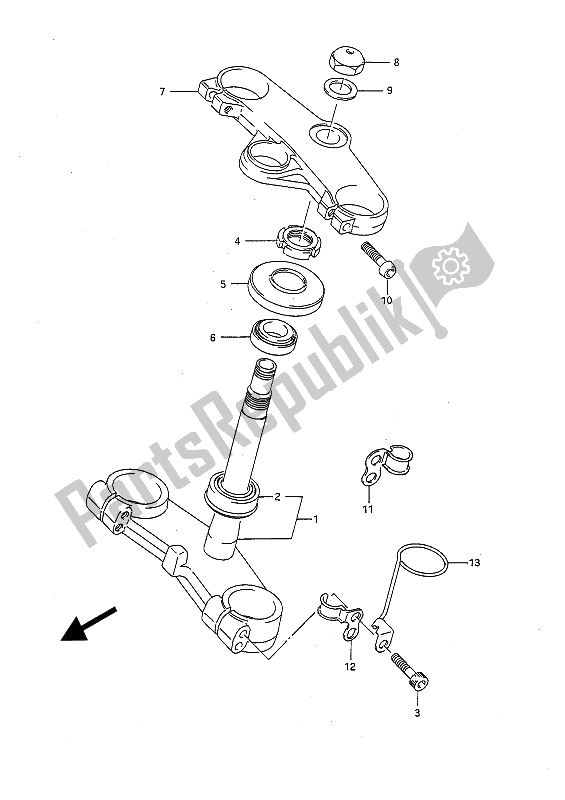 All parts for the Steering Stem of the Suzuki GSX R 750 1991