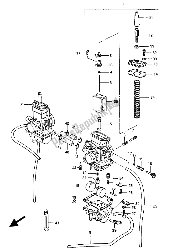 Alle onderdelen voor de Carburator van de Suzuki RG 250 Cffc Gamma 1987