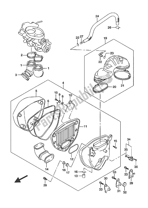 All parts for the Air Cleaner of the Suzuki VL 800 Intruder 2016