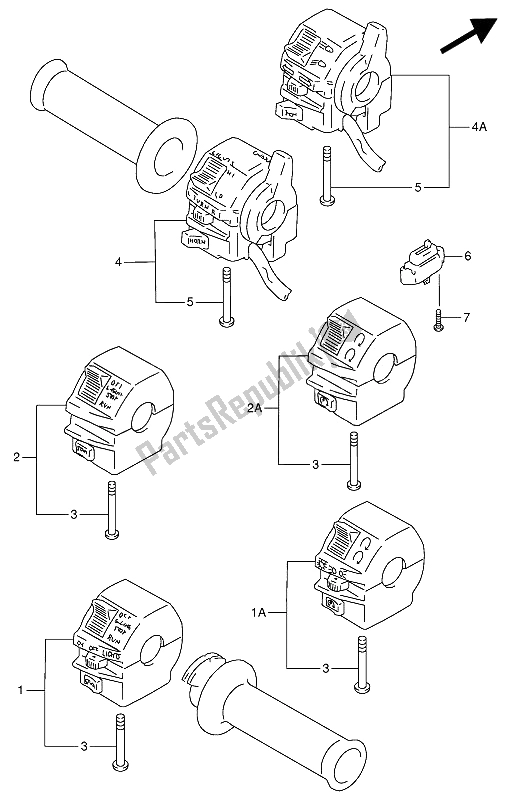 Tutte le parti per il Interruttore Maniglia del Suzuki RF 900R 1994