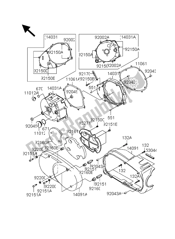 Todas las partes para Cubierta Izquierda Del Motor de Suzuki VZ 1600 Marauder 2005