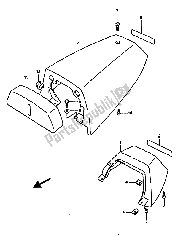 All parts for the Seat Tail Cover of the Suzuki GSX R 1100 1990