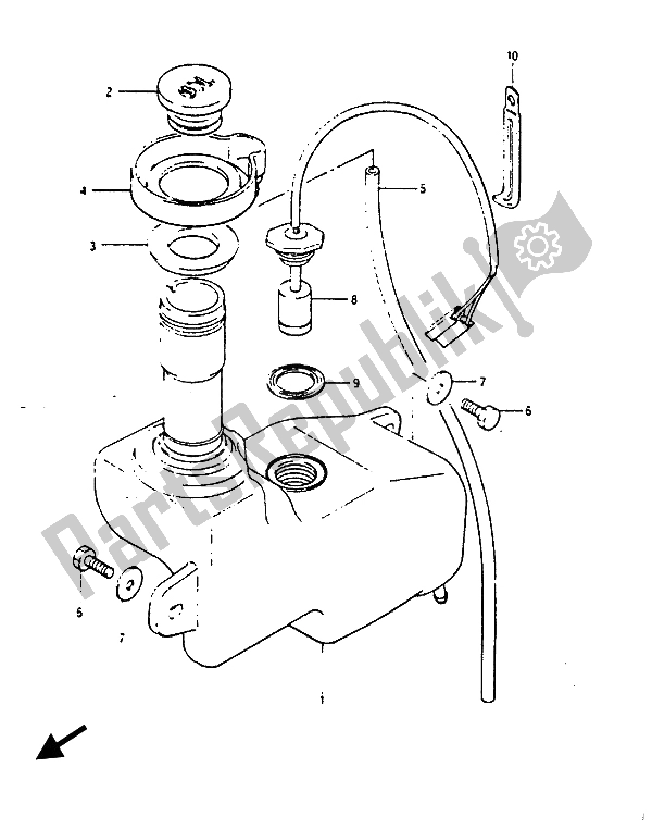 All parts for the Oil Tank of the Suzuki RG 125 Abuaubu Gamma 1988