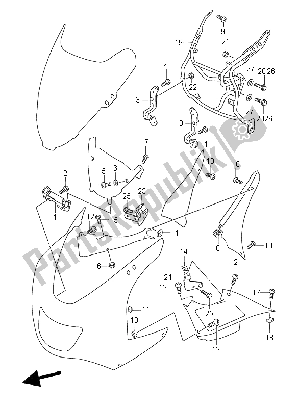 All parts for the Cowling Body Installation Parts of the Suzuki RF 600R 1995