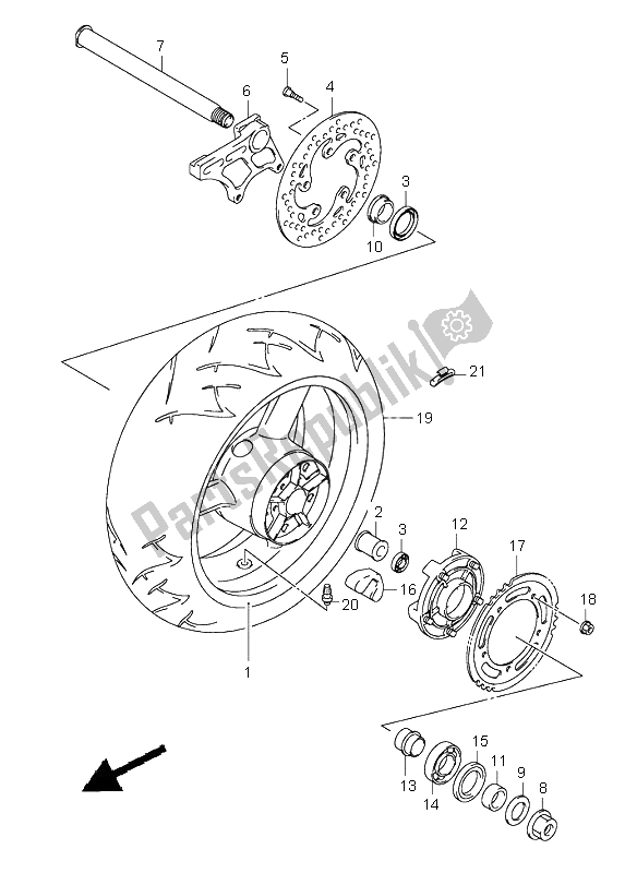 Wszystkie części do Tylne Ko? O Suzuki GSX R 1000 2004