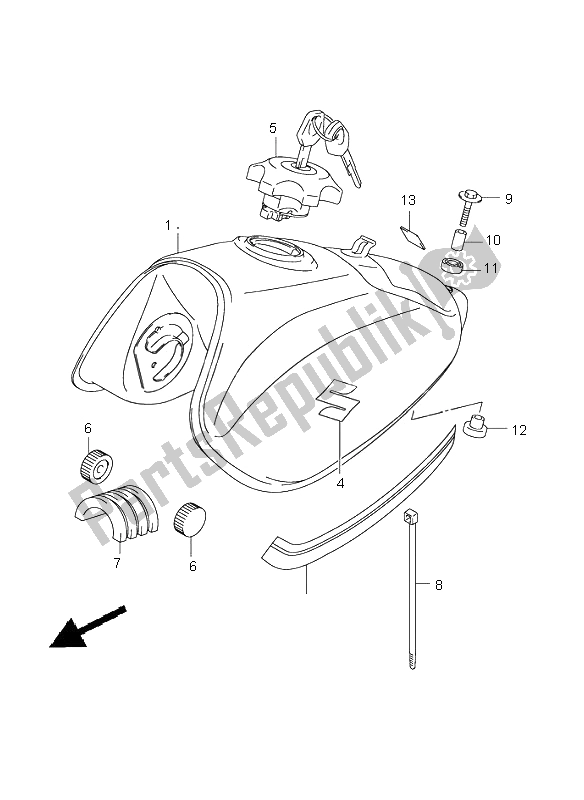 All parts for the Fuel Tank of the Suzuki RV 125 Vanvan 2005