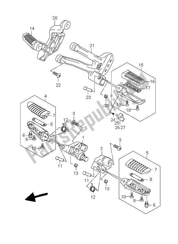 Toutes les pièces pour le Repose Pieds du Suzuki DL 1000 V Strom 2009