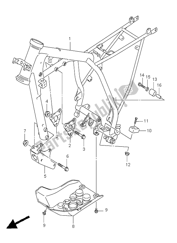 All parts for the Frame of the Suzuki DR Z 125 SW LW 2003