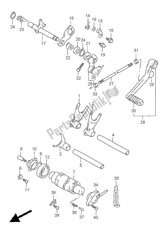 All parts for the Gear Shifting of the Suzuki TL 1000S 1999