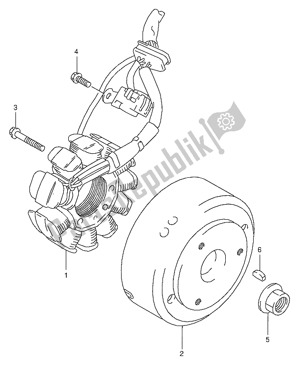 All parts for the Magneto of the Suzuki RG 125 FU 1994