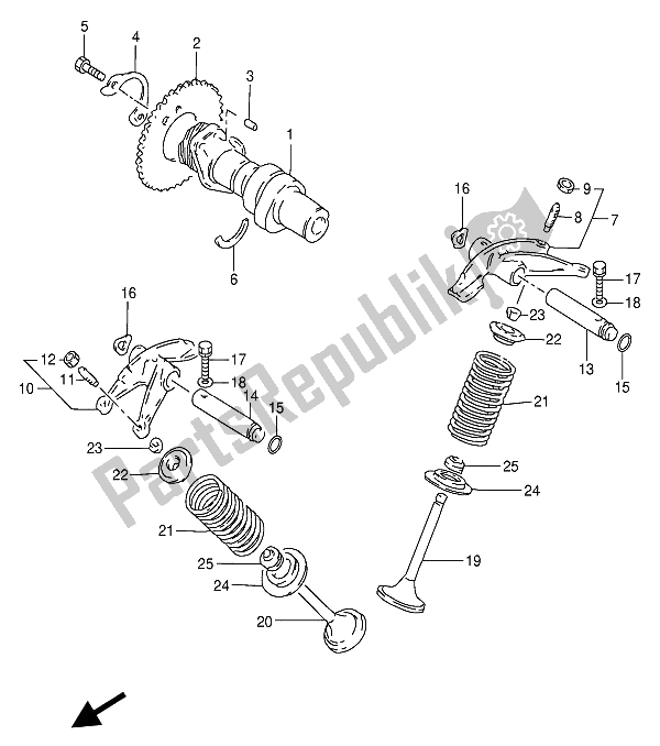 All parts for the Valve of the Suzuki GN 250 1989