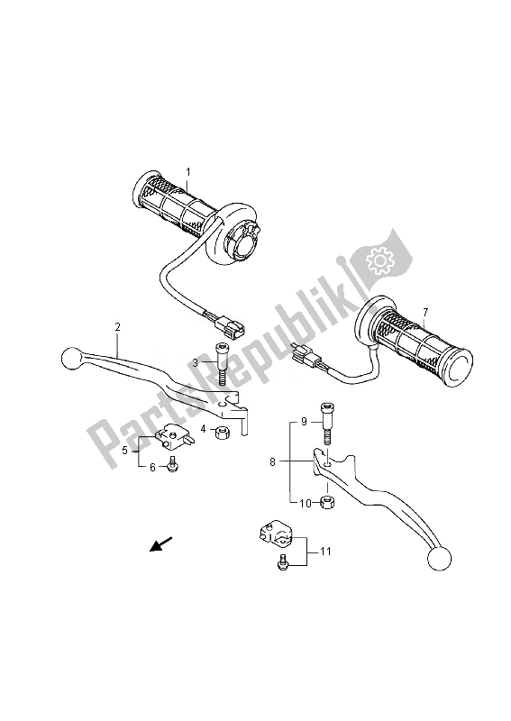 All parts for the Handle Lever (an400za E19) of the Suzuki Burgman AN 400 AZA 2014