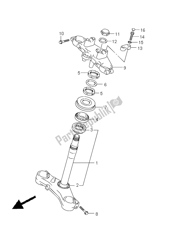 All parts for the Steering Stem of the Suzuki DL 650A V Strom 2011