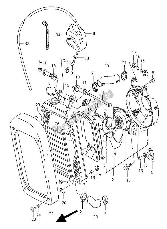 Alle onderdelen voor de Radiator van de Suzuki VS 800 Intruder 2005