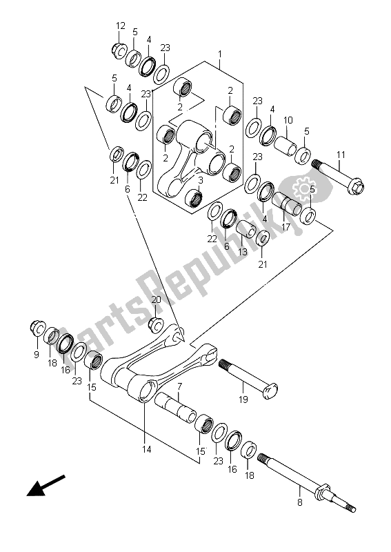 Alle onderdelen voor de Hendel Achterkussen van de Suzuki RM Z 250 2015