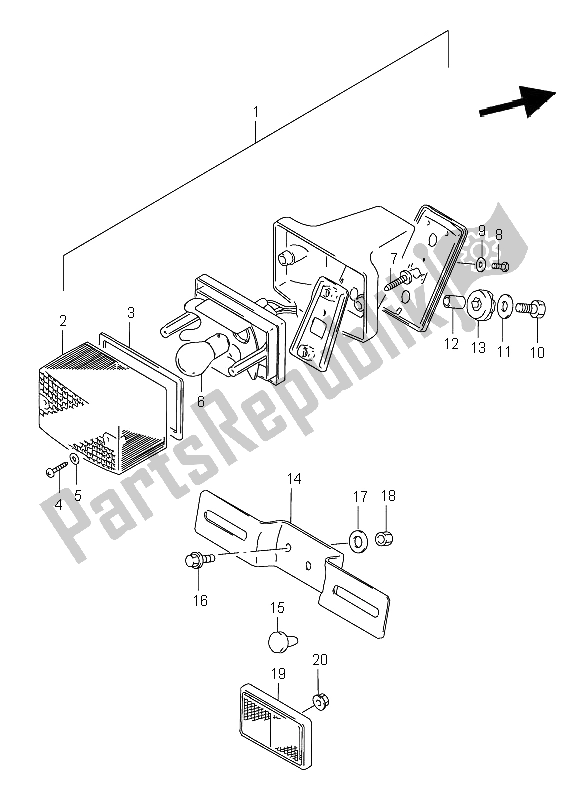 All parts for the Rear Combination Lamp of the Suzuki DR 125 SE 2002