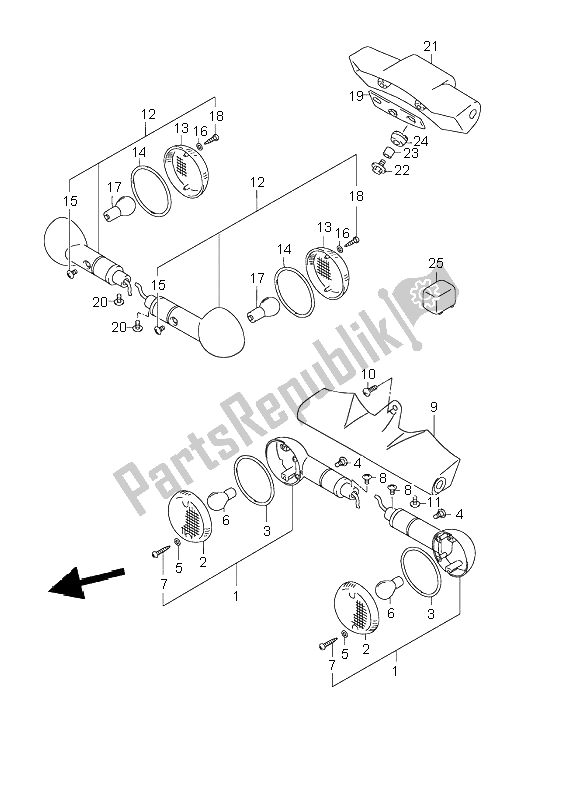 Todas las partes para Lámpara De Señal De Giro de Suzuki VL 1500 Intruder LC 2003