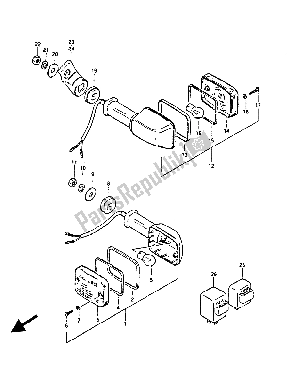 Alle onderdelen voor de Richtingaanwijzer Lamp van de Suzuki GS 450S 1985