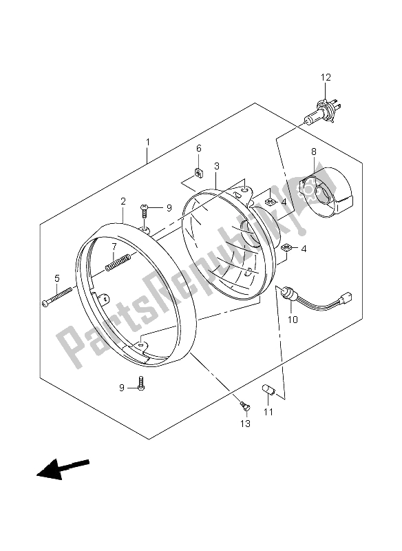 All parts for the Headlamp (gsf1200-a) of the Suzuki GSF 1200 Nsnasa Bandit 2006