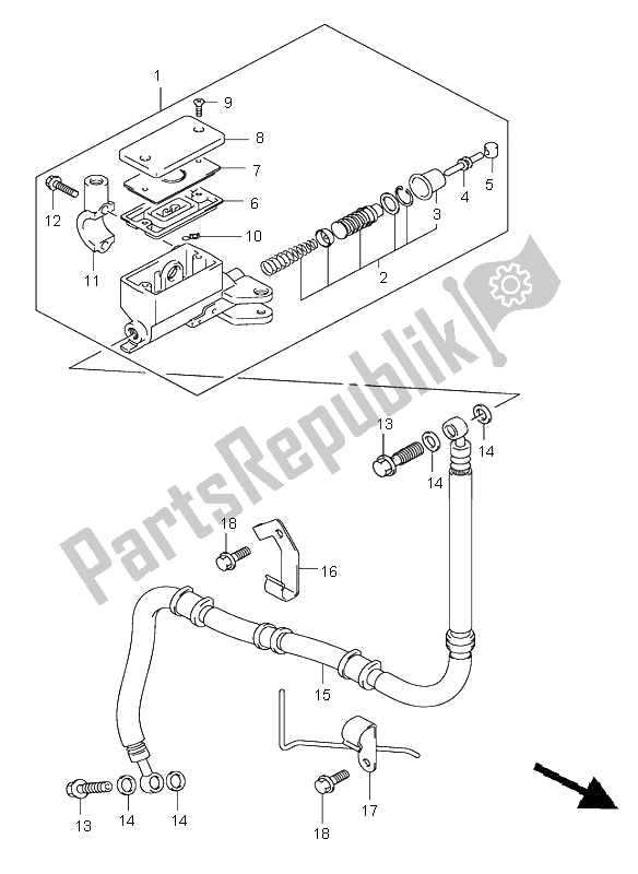 All parts for the Clutch Master Cylinder (sv1000-u1-u2) of the Suzuki SV 1000 NS 2004