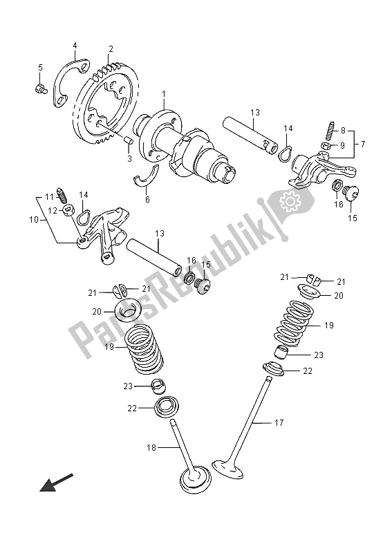 All parts for the Camshaft & Valve of the Suzuki LT A 500X Kingquad AXI 4X4 2016