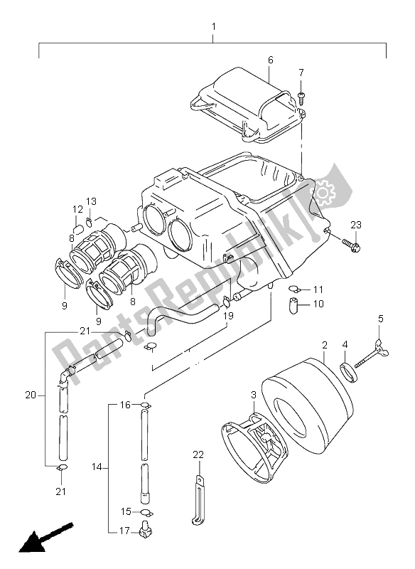 All parts for the Air Cleaner of the Suzuki XF 650 Freewind 1997