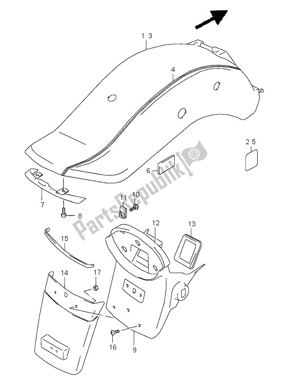 All parts for the Rear Fender of the Suzuki VZ 800 Marauder 2000