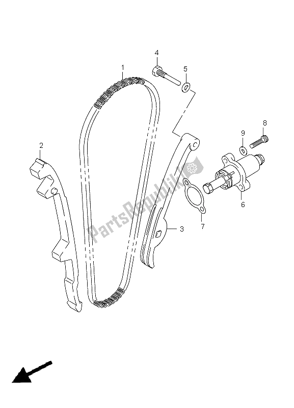 All parts for the Cam Chain of the Suzuki LT A 500 XPZ Kingquad AXI 4X4 2009