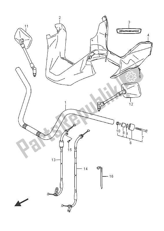 All parts for the Handlebar (an400za) of the Suzuki Burgman AN 400 ZZA 2016