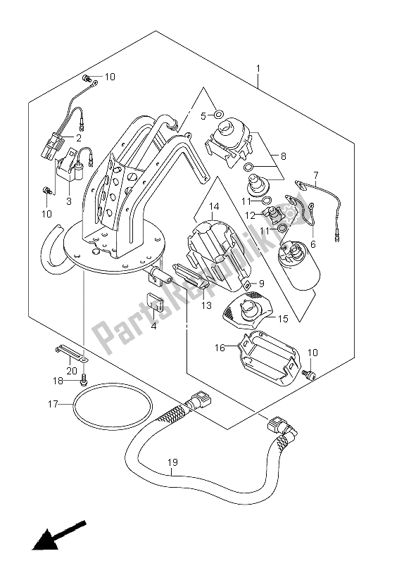 All parts for the Fuel Pump of the Suzuki GSF 1250A Bandit 2011