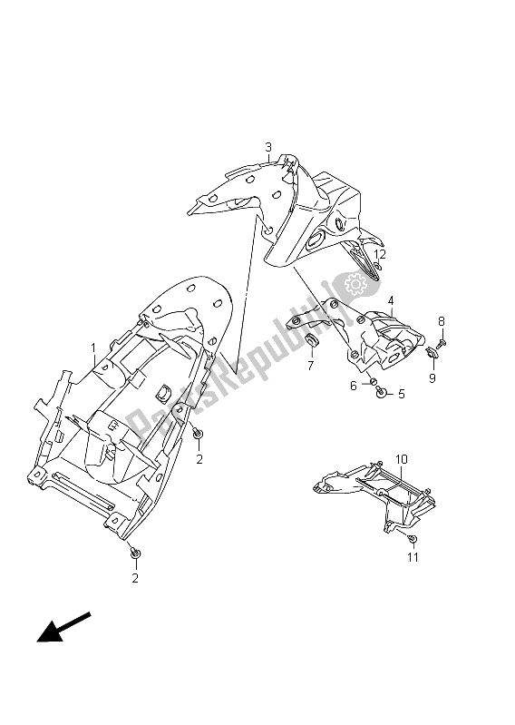 All parts for the Rear Fender (sfv650a E21) of the Suzuki SFV 650A Gladius 2011