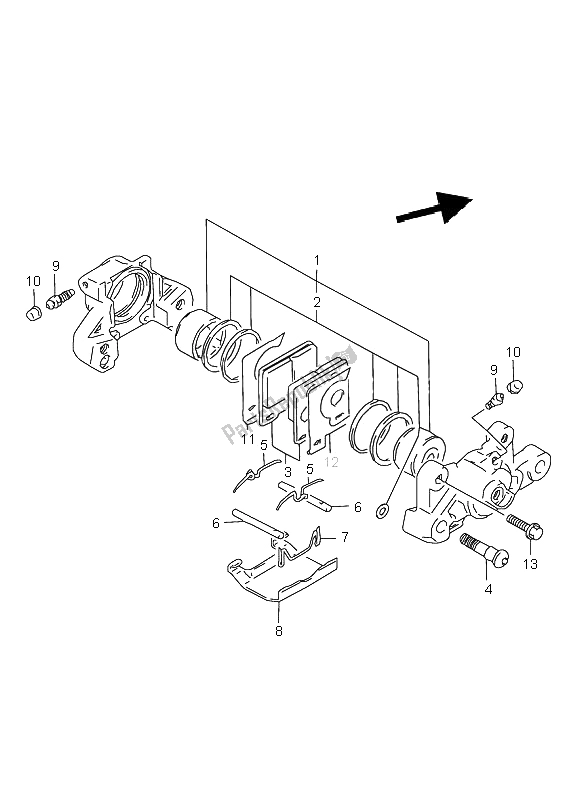 All parts for the Rear Caliper of the Suzuki GSX 750 2001