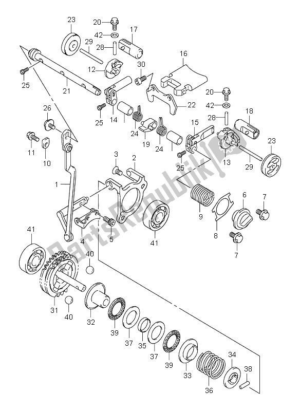 All parts for the Exhaust Valve of the Suzuki RM 250 2005