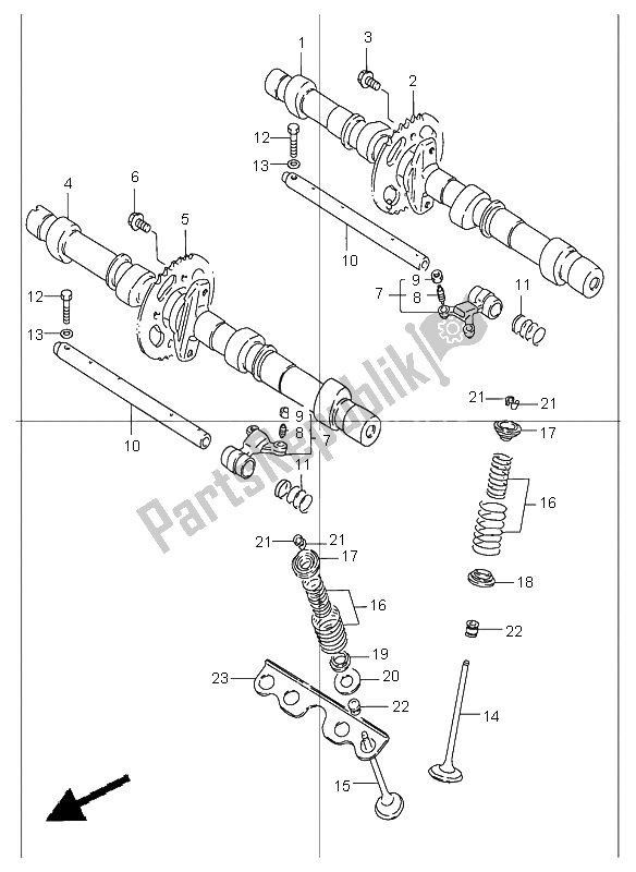 All parts for the Cam Shaft & Valve of the Suzuki GSF 1200 NS Bandit 2002